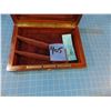 Image 1 : Mahogany case, 5" x 6 1/2" x 1 1/4" fitted for a very small pistol, no key or label  - CONSIGN # PC 