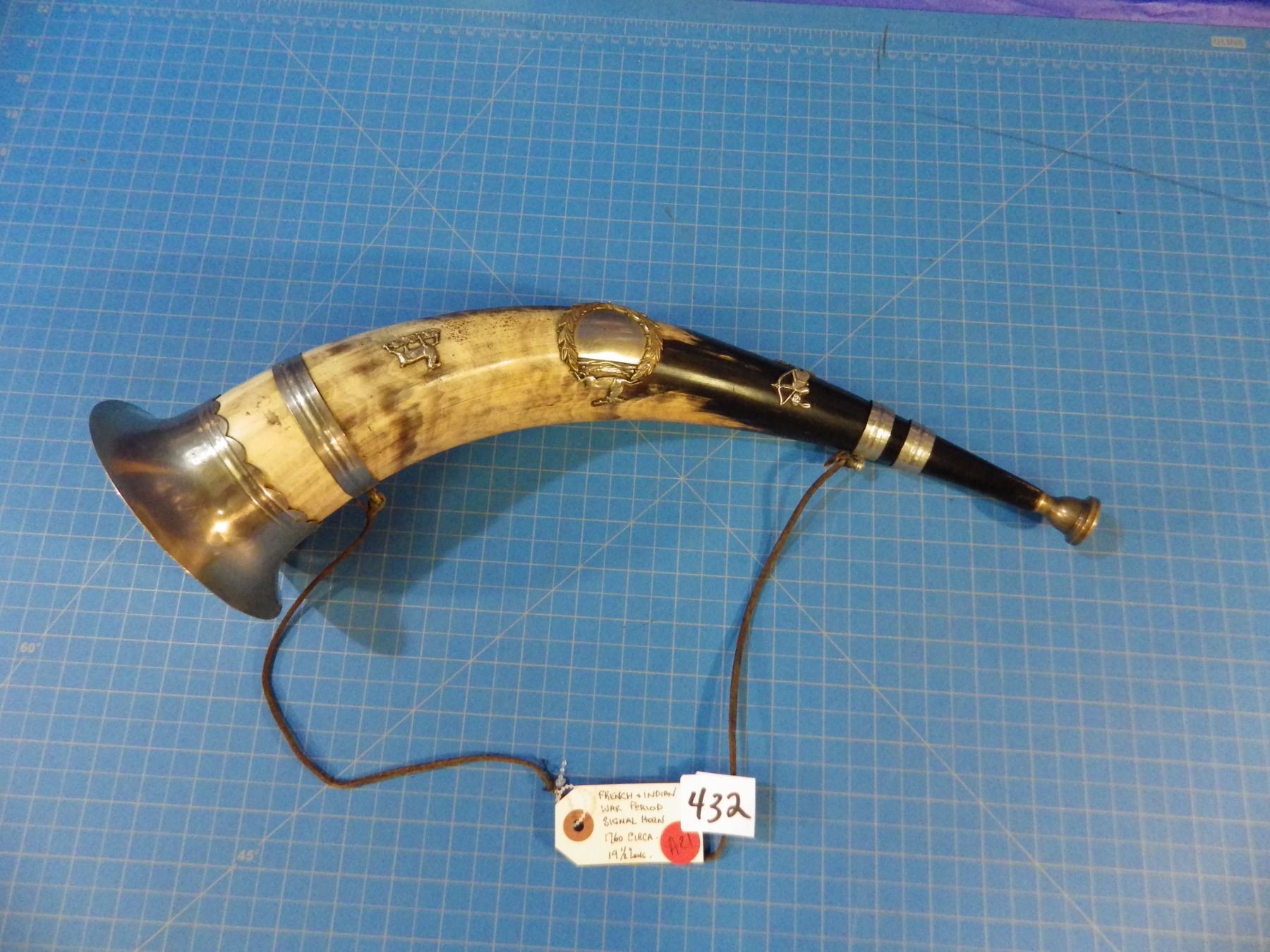 A rare antique signal horn attibuted to the Queen's Rangers First ...
