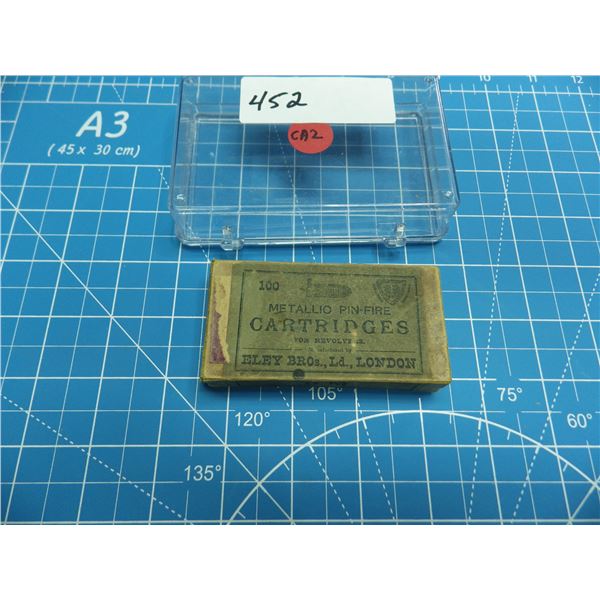 Rare Eley Bros. Ld London empty box for 100 5mm metalic pinfire cartridges for revolvers