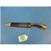 Image 1 : Fancy bowie knife , carved horn handle with silver grape fittings, 7 1/4" blade marked "Tiffany, Bro