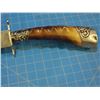 Image 8 : Fancy bowie knife , carved horn handle with silver grape fittings, 7 1/4" blade marked "Tiffany, Bro