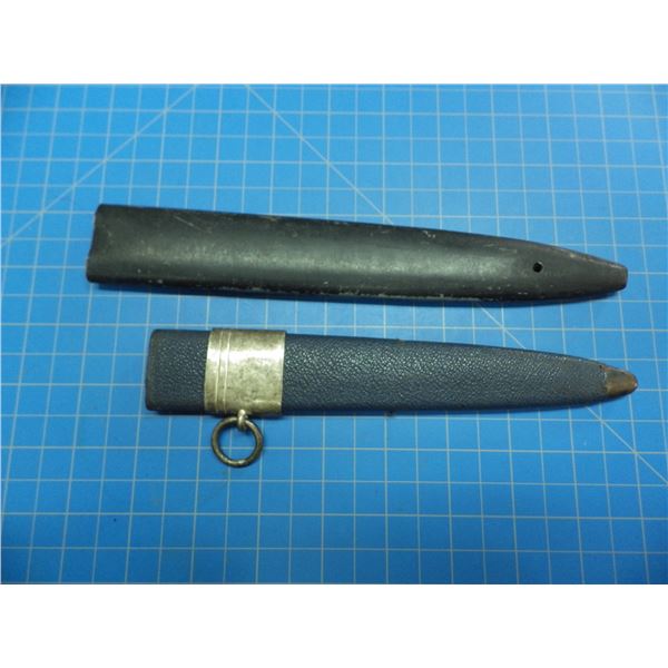 2 metal scabbards of unknown origin missing parts