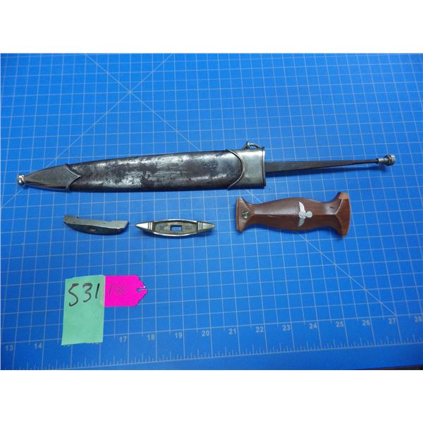 Unmarked blade, scabbard, front and back cross guards and handle for SA Dagger, need fitting and ref