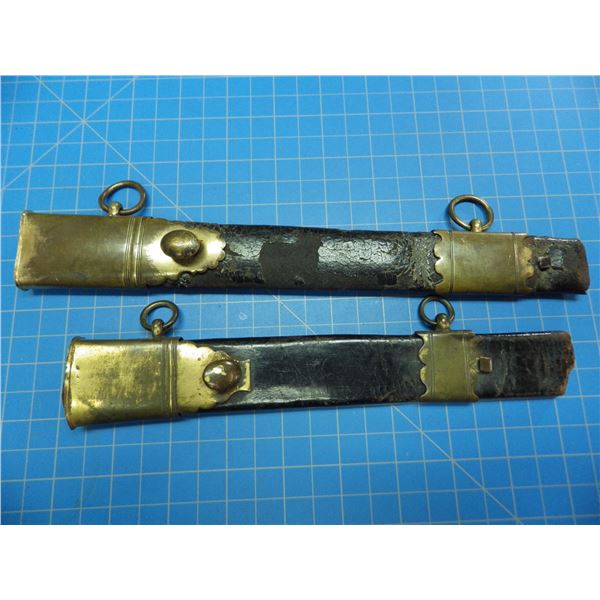 chapes and mid lockets from 2 unknown sword scabbards, rings intact in both