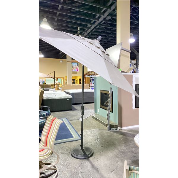 TREASURE GARDEN 9' COLLAR-TILT OCTAGONAL UMBRELLA. ANTHRACITE FRAME WITH BEACON ASH FABRIC