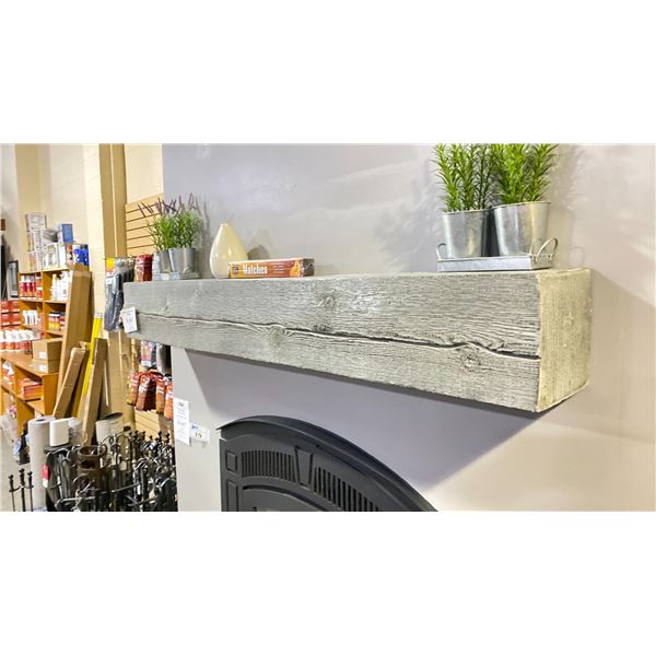 60" SBI NON-COMBUSTIBLE MANTEL IN WASHED CEDAR. 8"X8". NO CONTENTS