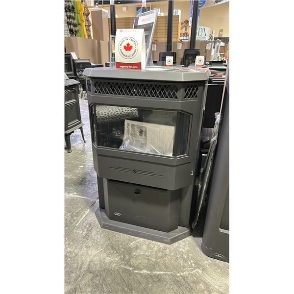 REGENCY PELLET STOVE. MODEL GF55 WITH LOG SET. 74.5% EFFICIENCY, 30,000 BTU WITH TURNDOWN TO 10,000