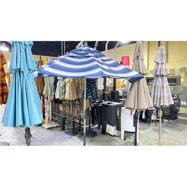 TREASURE GARDEN 9' TILT OCTAGONAL UMBRELLA WITH WEIGHTED BASE. SILVER SHADOW FRAME WITH GATEWAY