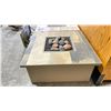 Image 2 : OWLEE CREIGHTON 42" SQUARE OCCASIONAL HEIGHT FIRE TABLE. SANDALWOOD/QUARRY NATURAL TILE TOP & ROCK