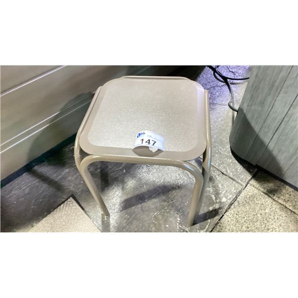 TELESCOPE CASUAL 17" SIDE TABLE. BEACHWOOD COLOR. MARINE GRADE POLYMER & TEXTURED POWDER COATED