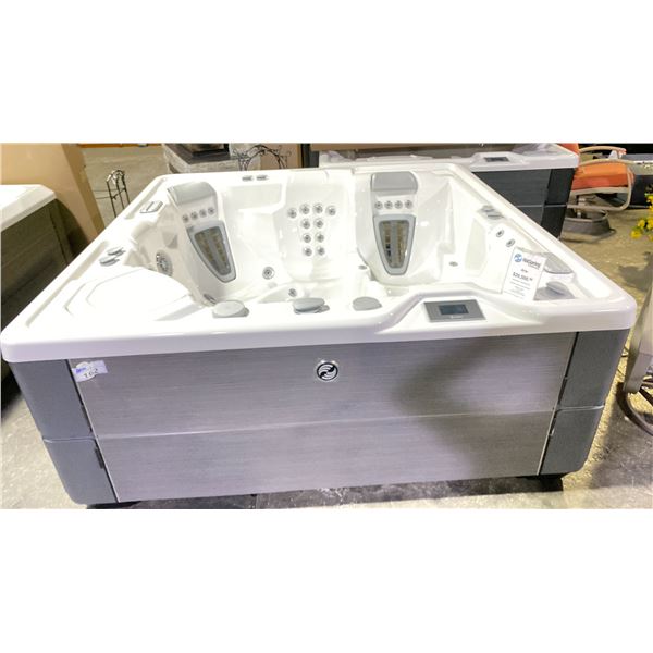 HOTSPRING PORTABLE SPA ARIA HOT TUB. ALPINE WHITE/CHARCOAL CABINET. FRESHWATER IQ WATER CARE AND