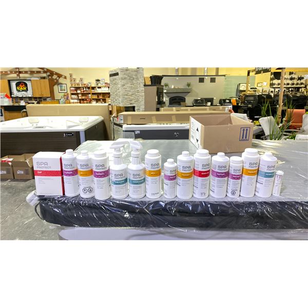 DELUXE SPA/HOT TUB CHEMICAL PACKAGE. FILTER CLEAN, ALK+, STAIN OUT, ENZYMES, QUICK 100, CALCIUM +,