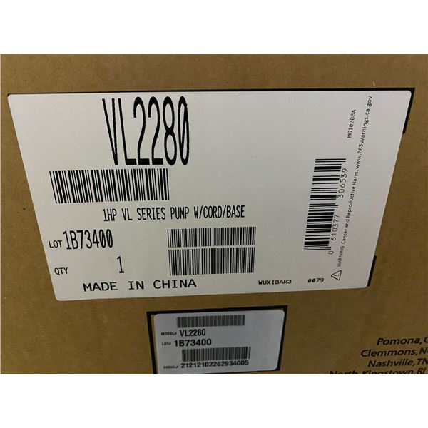 HAYWARD POWERFLO II SERIES 1 HP VL SERIES PUMP WITH CORD/BASE MODEL VL2280