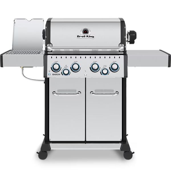 BROIL KING BARON S490 PRO IR LP PROPANE BBQ. 10,000 BTU INFRARED SIDE BURNER, 15,000 BTU
