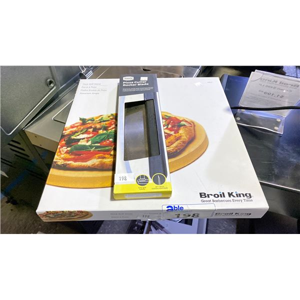 BROIL KING 15" THICK GRILL PIZZA/COOKING STONE & OONI 14" PIZZA CUTTER ROCKER BLADE