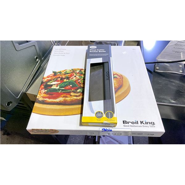 BROIL KING 15" THICK GRILL PIZZA/COOKING STONE & OONI 14" PIZZA CUTTER ROCKER BLADE