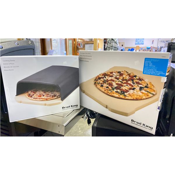 BROIL KING RECTANGULAR PIZZA STONE WITH CAST IRON COOKING DOME