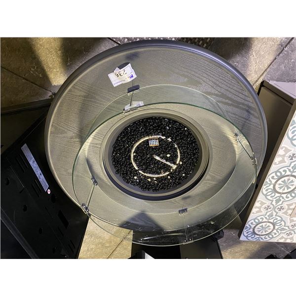 VULCAN 42" ROUND PROPANE FIRE TABLE. COMES WITH COVER, WIND GUARD AND LID. RETAILS $1350