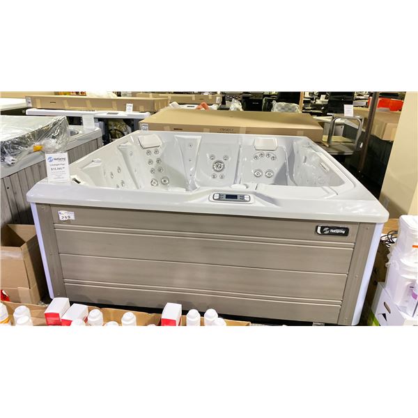 HOTSPRING PORTABLE SPAS LIMELIGHT FLAIR. ICE GREY/COASTAL CREY CABINET. FRESHWATER IQ WATER CARE