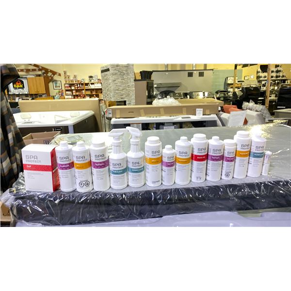 DELUXE SPA/HOT TUB CHEMICAL PACKAGE. FILTER CLEAN, ALK+, STAIN OUT, ENZYMES, QUICK 100, CALCIUM +,