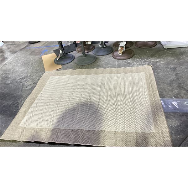 TREASURE GARDEN OUTDOOR RUG. FLAT WEAVE. 7'4"X5'3". COTTONWOOD COLOR. UV PROOF, WEATHERPROOF