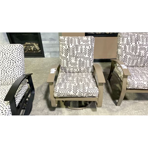 TELESCOPE CASUAL BELLE ISLE CUSHION SWIVEL ROCKER. COLOR CLIMBING VINES & BEACHWOOD FRAME. MARINE