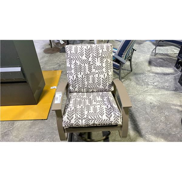 TELESCOPE CASUAL BELLE ISLE CUSHION SWIVEL ROCKER. COLOR CLIMBING VINES & BEACHWOOD FRAME. MARINE