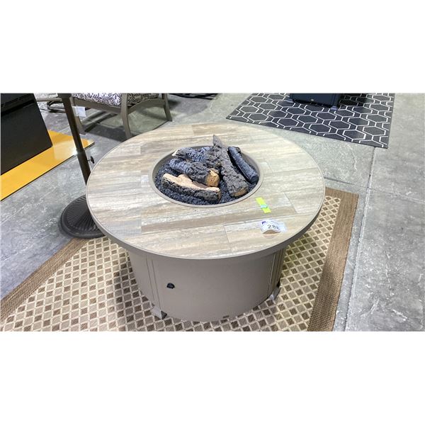 OW LEE VULSINI 42" ROUND CHAT HEIGHT FIRE TABLE. PROPANE BUT HAS NAT GAS CONVERSION INC.
