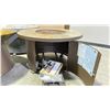 Image 2 : OW LEE VULSINI 42" ROUND CHAT HEIGHT FIRE TABLE IN ESPRESSO/RUSTIC SLATE TILE TOP & ESPRESSO GLASS.