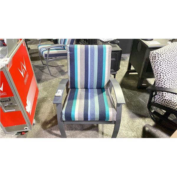 TELESCOPE CASUAL ARM CHAIR. MARINE GRADE POLYMER ARMS TEXTURED POWDER COATED ALUMINUM FRAME. COLOR