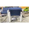 Image 3 : TELESCOPE CASUAL CUSHIONED ARM CHAIR. BLUE/WHITE WITH WARM GREY POLYMER COATED ARMS,