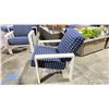 Image 4 : TELESCOPE CASUAL CUSHIONED ARM CHAIR. BLUE/WHITE WITH WARM GREY POLYMER COATED ARMS,