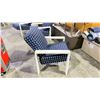 Image 2 : TELESCOPE CASUAL CUSHIONED ARM CHAIR. BLUE/WHITE WITH WARM GREY POLYMER COATED ARMS,