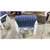 Image 3 : TELESCOPE CASUAL CUSHIONED ARM CHAIR. BLUE/WHITE WITH WARM GREY POLYMER COATED ARMS,