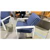 Image 4 : TELESCOPE CASUAL CUSHIONED ARM CHAIR. BLUE/WHITE WITH WARM GREY POLYMER COATED ARMS,