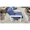 Image 2 : TELESCOPE CASUAL CUSHIONED ARM CHAIR. BLUE/WHITE WITH WARM GREY POLYMER COATED ARMS,