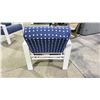 Image 3 : TELESCOPE CASUAL CUSHIONED ARM CHAIR. BLUE/WHITE WITH WARM GREY POLYMER COATED ARMS,