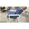 Image 4 : TELESCOPE CASUAL CUSHIONED ARM CHAIR. BLUE/WHITE WITH WARM GREY POLYMER COATED ARMS,