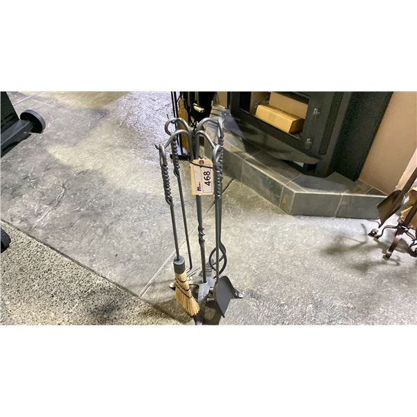 ROPE STYLE HEAVY DUTY IRON FIREPLACE TOOL SET RETAILS $399