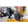 Image 2 : BLACK ENAMELED CAST IRON LATTICE STEAMER AND HEAT POWERED 4 BLADE SWIVEL FAN