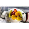 Image 1 : WHITE FRUIT BOWL WITH ARTIFICIAL FRUIT