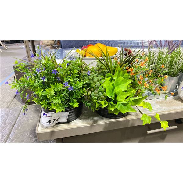 TWO ARTIFICIAL TABLE TOP PLANTS
