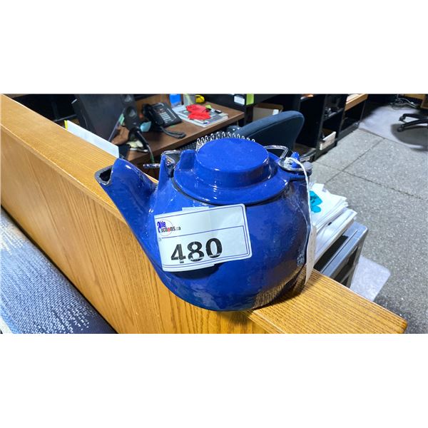 BLUE CAST IRON KETTLE
