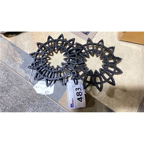 PAIR OF CAST IRON FLOWER TRIVETS RETAIL $140