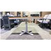 Image 2 : 42" SQUARE RUSTIC POLYMER TABLE WITH WARM GREY FRAME FINISH IN TEAK RUSTIC PATTERN