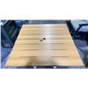 Image 3 : 42" SQUARE RUSTIC POLYMER TABLE WITH WARM GREY FRAME FINISH IN TEAK RUSTIC PATTERN