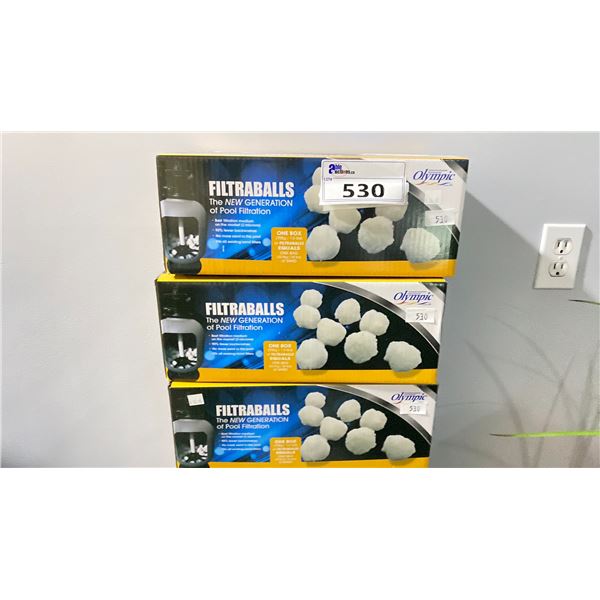 3 BOXES OF OLYMPIC FILTER BALLS. THESE REPLACE SAND IN POOL FILTERS. BEST FILTRATION MEDIUM ON THE