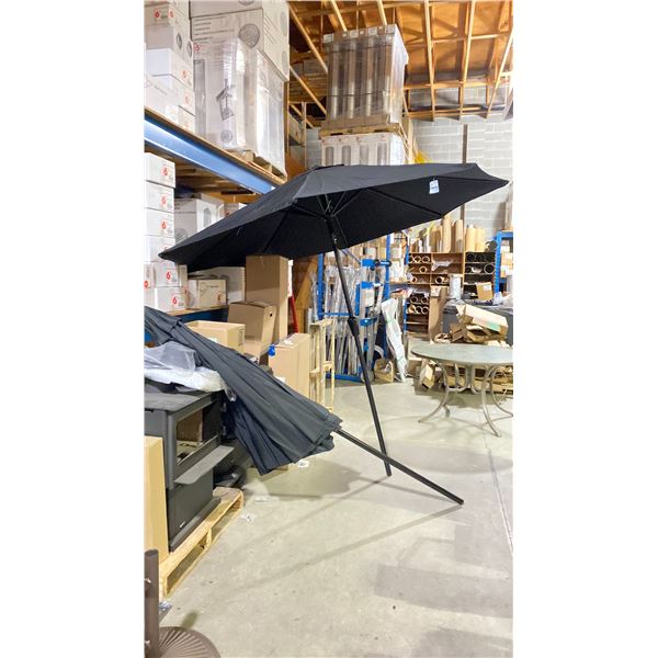 PAIR OF BLACK HENRY KA PATIO UMBRELLAS-NO BASES