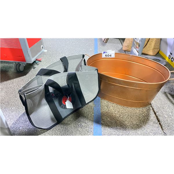 COPPER FIREWOOD BIN PLUS RED DEVIL CARRY ALL TOTE