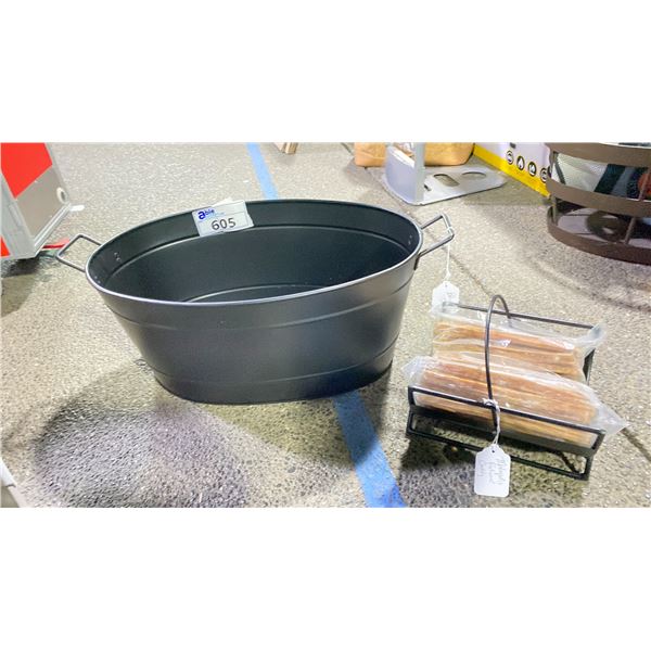BLACK FIREWOOD BIN PLUS METROPOLIS FATWOOD CADDY